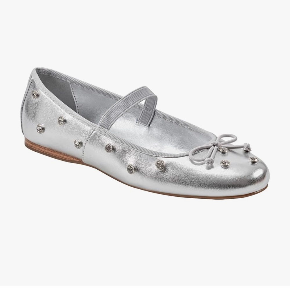 Bandolino‎ Women' 9 Prity Mary Jane Embellished Ballet Silver Flats New